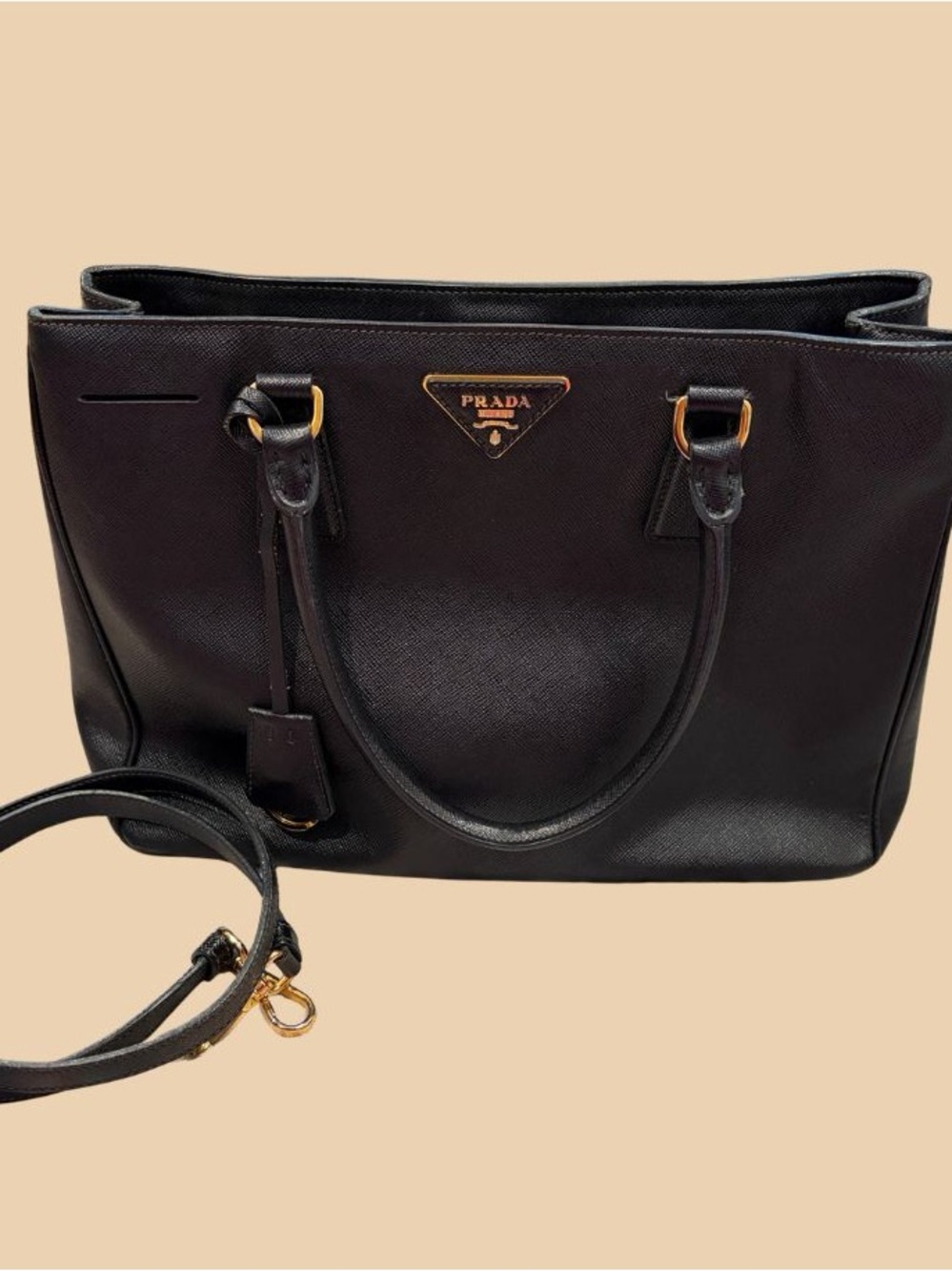 Prada Galleria Black Saffiano Leather Tote Shoulder Bag Gold Hardware - Picture 11 of 16